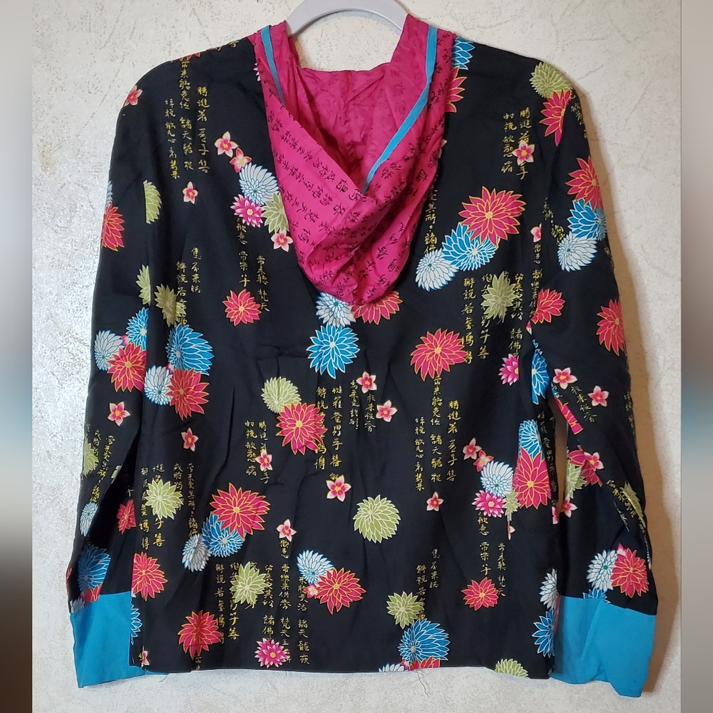 Anne Carson Multicolor Floral Bomber Jacket 100% Silk Size :M - Picture 3 of 5